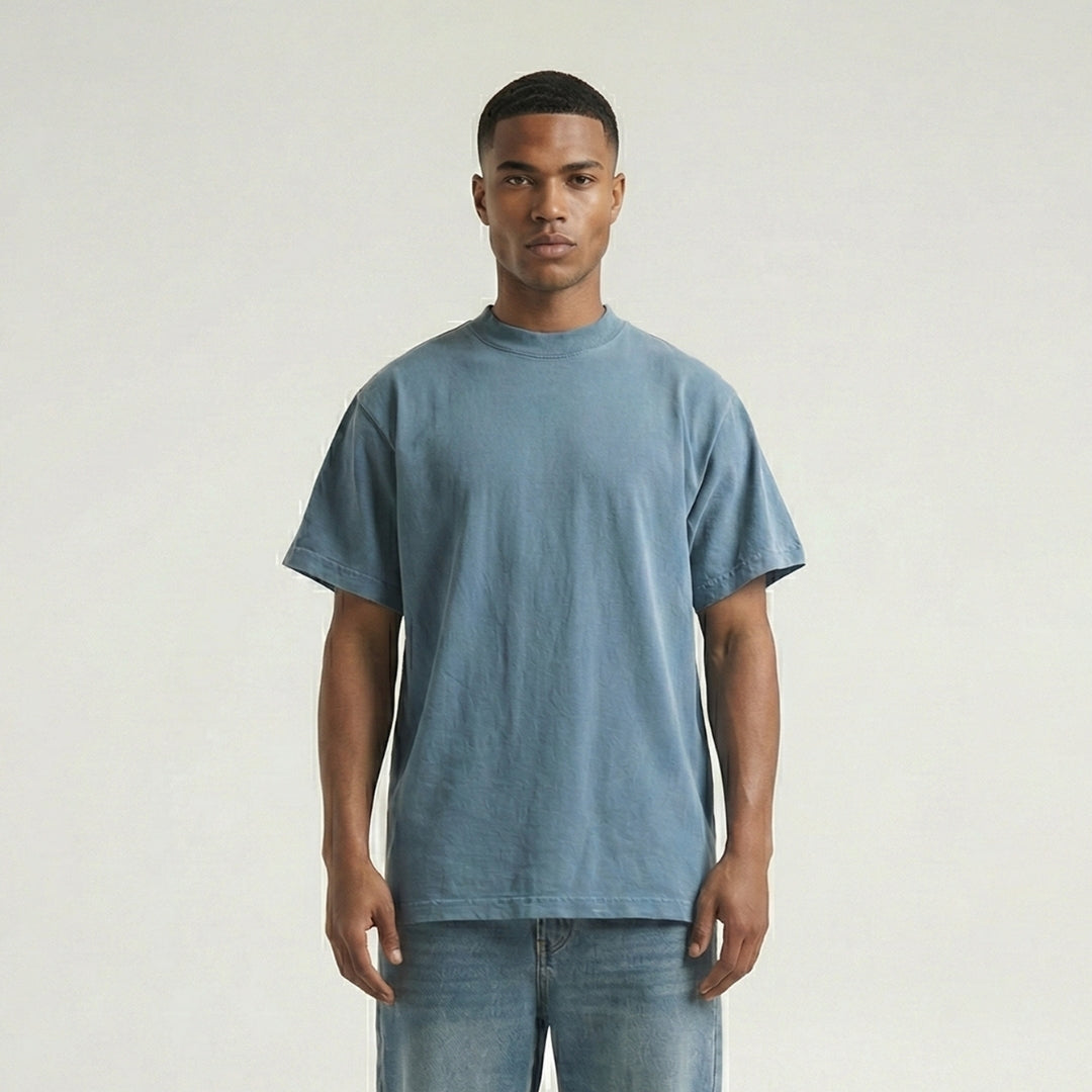 SK02 7.5oz 輕水洗重磅落肩寬版T恤