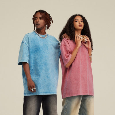 S1721 270G 重水洗做舊落肩寬版T恤