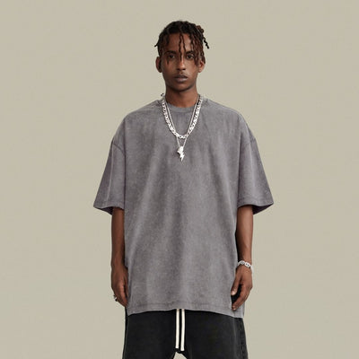 S1721 270G 重水洗做舊落肩寬版T恤