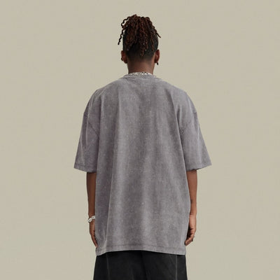 S1721 270G 重水洗做舊落肩寬版T恤