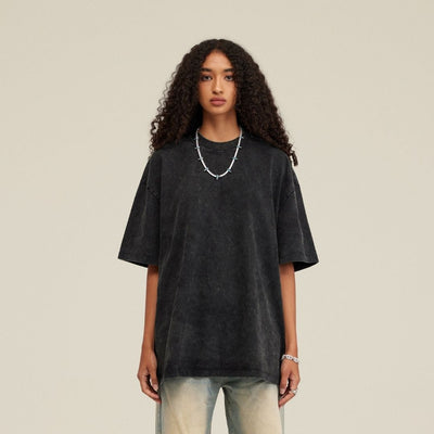 S1721 270G 重水洗做舊落肩寬版T恤